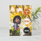 焼けオレンジ丸の写真卒業 招待状 (スタンド正面)