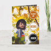 焼けオレンジ丸の写真卒業 招待状 (正面)