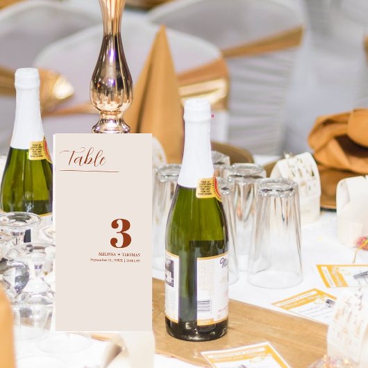 焼けオレンジ結婚色のデコーテーブル番号カード テーブルナンバー