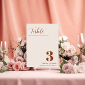 焼けオレンジ結婚色のデコーテーブル番号カード 招待状