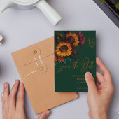 焼けオレンジ緑のエレガントな結婚式の日付を保存