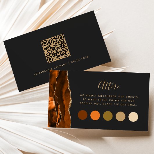 焼けオレンジ色のアゲテ結婚トの服装ドレスコード エンクロージャーカード