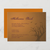 焼けオレンジ色の怖いツリーハローウィンパーティ招待 インビテーションポストカード (正面/裏面)