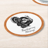 焼けオレンジ色の感謝祭 ラウンドペーパーコースター (アングル)