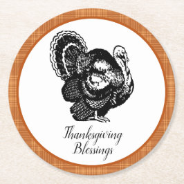 焼けオレンジ色の感謝祭 ラウンドペーパーコースター
