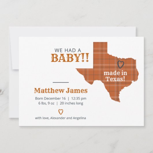 焼けオレンジ色の格子模様がテキサス州横形写真 案内状 (正面)