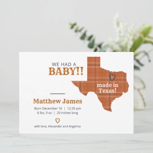 焼けオレンジ色の格子模様がテキサス州横形写真 案内状 (スタンド正面)