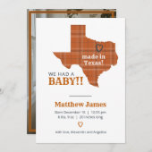 焼けオレンジ色の格子模様がテキサス州縦写真 案内状 (正面/裏面)