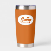 焼けオレンジ色の様式化結婚された花嫁のメイド 保温保冷タンブラー (正面)