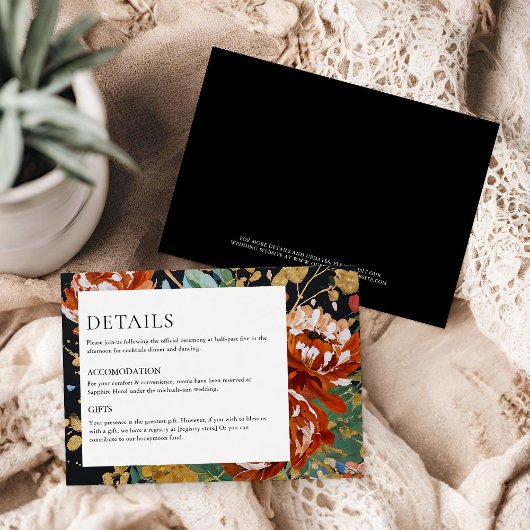 焼けオレンジ色の牡丹フローラ絵を描金ゴールド結婚の エンクロージャーカード