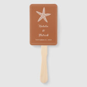 焼けオレンジ色の結婚ヒトデの手扇 ハンドファン (正面)