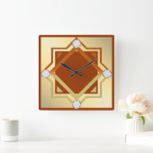 焼けオレンジ色の調色の壁時計 スクエア壁時計 (ホーム)