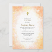 焼けオレンジ色の黄色のサンセットカラー正教会バプテスマ 招待状 (正面)