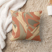 焼けオレンジ色ベージュタウペ抽象芸術渦巻きモザイク クッション (ブランケット)