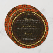 焼けオレンジ色金ゴールドイースタン結婚ラウンドのメニューカード メニュー (正面/裏面)