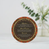 焼けオレンジ色金ゴールドイースタン結婚ラウンドのメニューカード メニュー (スタンド正面)