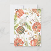 焼け秋カボチャ秋フローラベビーシャワー サンキューカード (裏面)