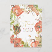 焼け秋カボチャ秋フローラベビーシャワー サンキューカード (正面/裏面)