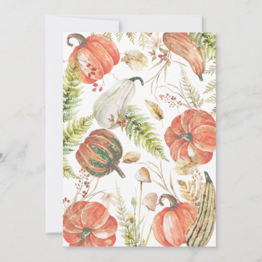 焼け秋カボチャ秋フローラベビーシャワー 招待状 (裏面)