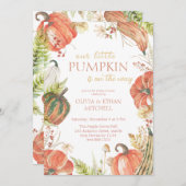 焼け秋カボチャ秋フローラベビーシャワー 招待状 (正面/裏面)
