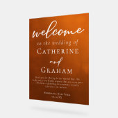 焼け素朴オレンジ結婚色の秋の歓迎 アクリルサイン (傾斜)