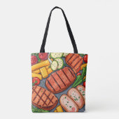 焼カラフルき野菜と赤身の肉 トートバッグ (裏面)