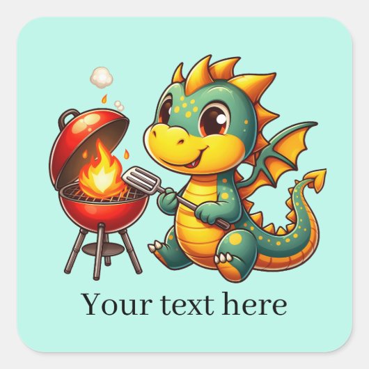 焼クールきドラゴン追加文字スクエアステッカー スクエアシール (正面)
