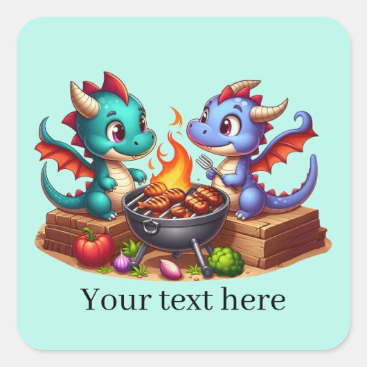 焼クールきドラゴン追加文字スクエアステッカー スクエアシール (正面)