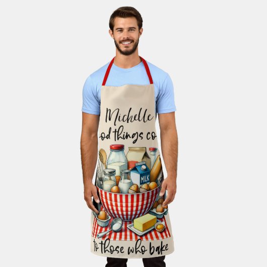 焼パーソナライズされたく来人に良いこと エプロン (着用した状態)