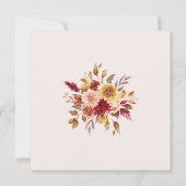 焼モダンけオレンジ色のテラコッタ結婚ワイルドフラワー セーブザデート (裏面)