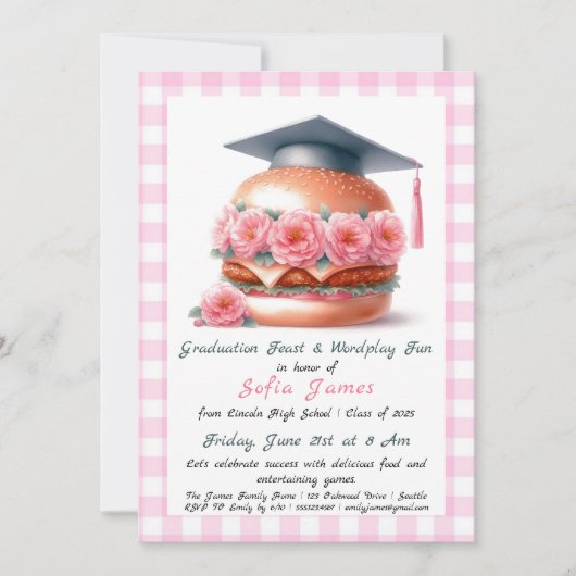 焼肉パーティー＆卒業祝い 招待状 (正面)