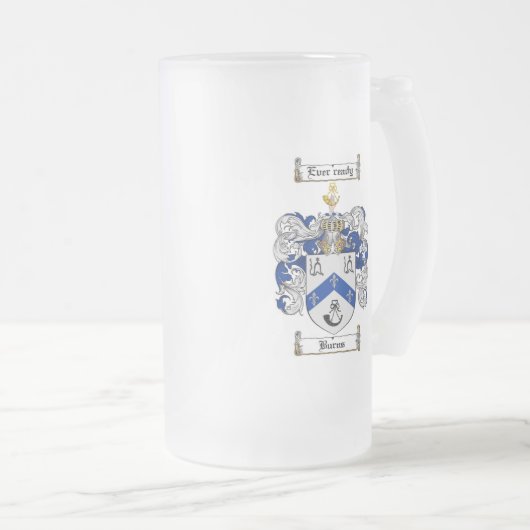 焼跡の家紋-焼跡の紋章付き外衣 フロストグラスビールジョッキ (正面右)