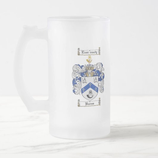 焼跡の家紋-焼跡の紋章付き外衣 フロストグラスビールジョッキ (左)
