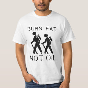 焼跡の脂肪。 ない油。 歩行 Tシャツ