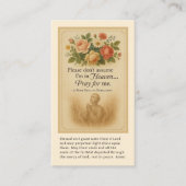 煉獄の葬儀における魂のためのカトリック祈りの言葉 プレイスカード (正面)