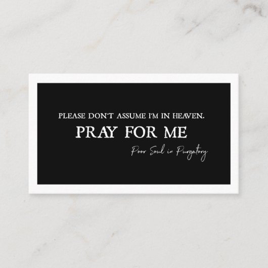 煉獄の葬儀における魂のためのカトリック祈りの言葉 プレイスカード (正面)