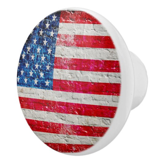 煉瓦ドア・ノブの米国旗 セラミックノブ (右)