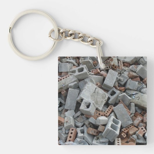 煉瓦及びブロックの破壊の荒石の残骸Keychain キーホルダー (正面)