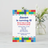 煉瓦男の子の誕生会の積み重ね 招待状 (スタンド正面)