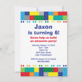 煉瓦男の子の誕生会の積み重ね 招待状 (正面)