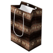 煉瓦白熱［赤熱］光を放つの退職した壁にネオンのサイン ミディアムペーパーバッグ (正面アングル)