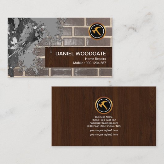 煉瓦積みの罰金木穀物のセメントの（ばちゃばちゃ）跳ねる 名刺 (正面/裏面)