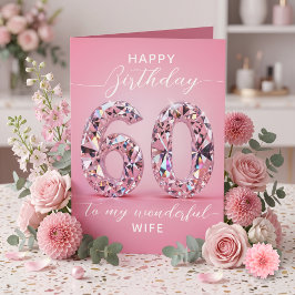 煌びやかなスパークリングピンクダイヤモンド 60歳の誕生日 カード
