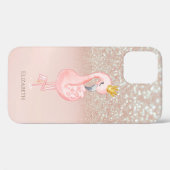 煌びやかなピンクのフラミンゴクラウン王女,グリッターボケ Case-Mate iPhoneケース (裏面 (横))