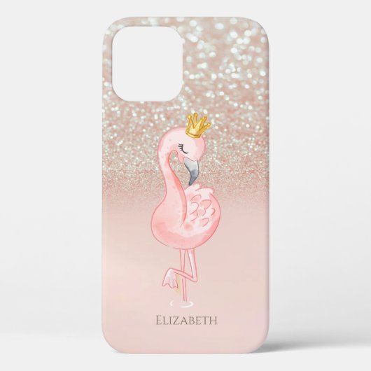 煌びやかなピンクのフラミンゴクラウン王女,グリッターボケ Case-Mate iPhoneケース (裏面)