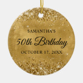 煌めくゴールドの50歳の誕生日 セラミックオーナメント (正面)