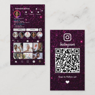 煌めくパープルグリッター Instagram QRコード ソーシャル 名刺