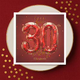 煌めく宝石 ルビーとゴールドの30歳の誕生日 スタンダードカクテルナプキン