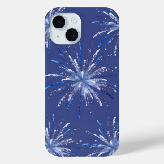 煌めく青い花火のお祝いiPhoneケース Case-Mate iPhoneケース (裏面)