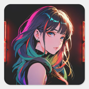 煌霞の少女【Radiant Haze Girl】セラミックタイル スクエアシール